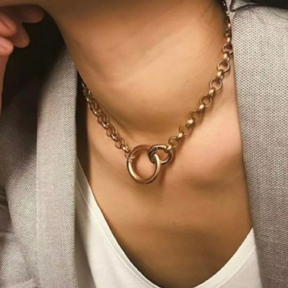 ¥ NEW 18K Gold Punk Miami Cuban Choker Necklace - Picture 2 of 6